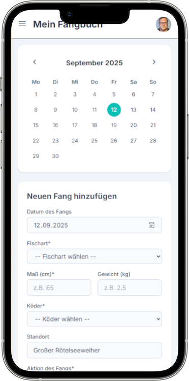 Fangbuch in FishLog (Bildschirmfoto)
