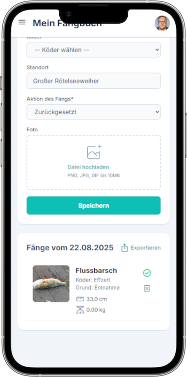 Fangbuch in FishLog (Bildschirmfoto)