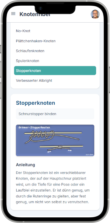 Knotenfibel in FishLog (Bildschirmfoto)