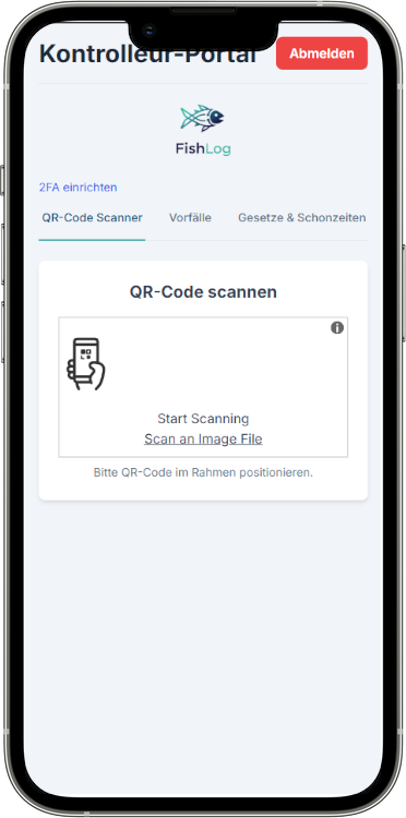 QR-Code-Scanner in FishLog (Bildschirmfoto)
