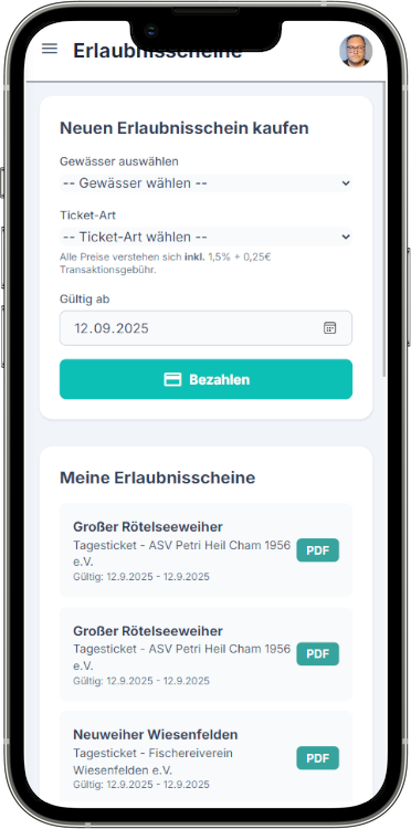 Tickets (Erlaubnisscheine) in FishLog (Bildschirmfoto)